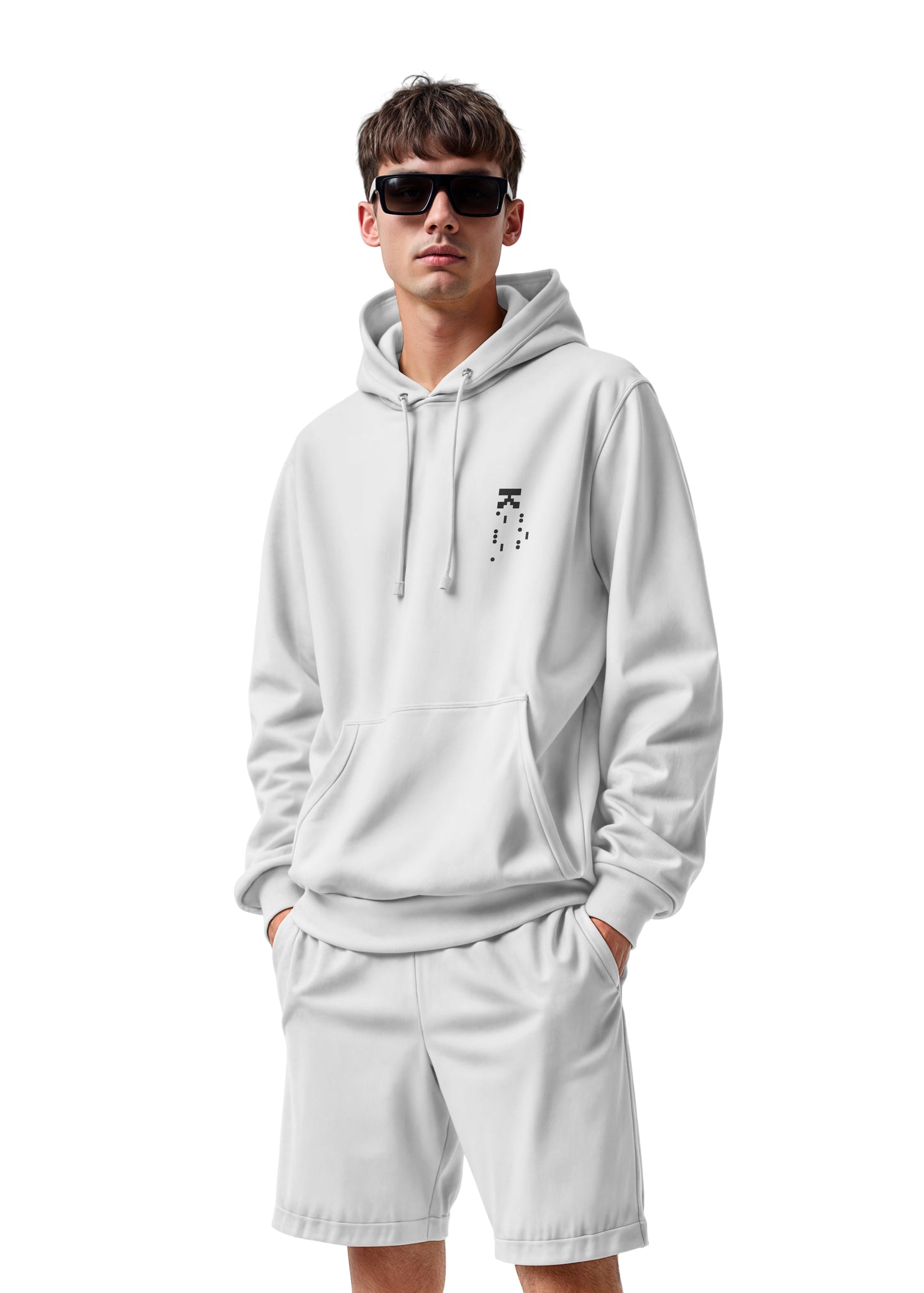 Branco | Moletom com capuz unissex oversize 