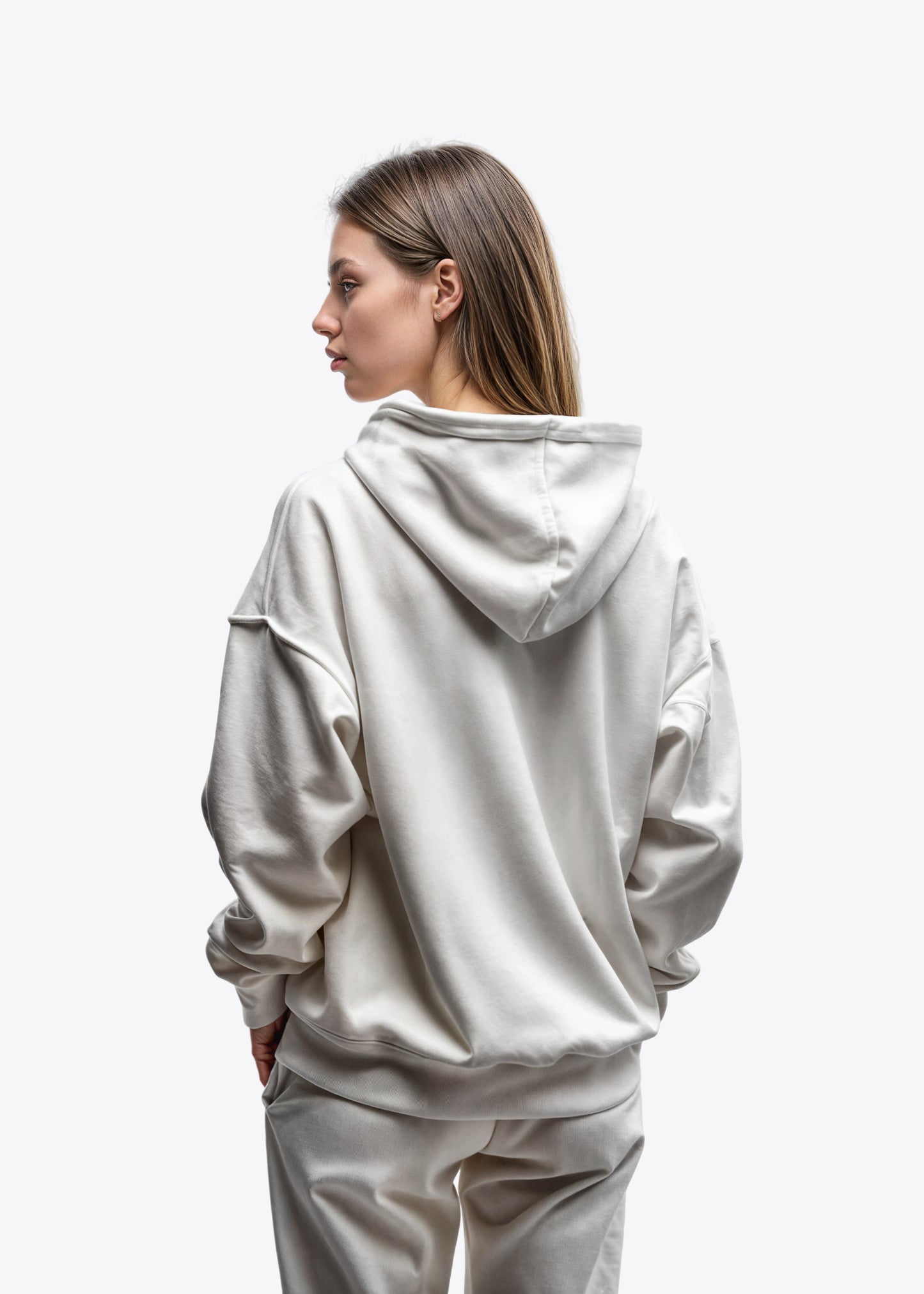 White | Unisex  Hooded Sweatshirt Oversize